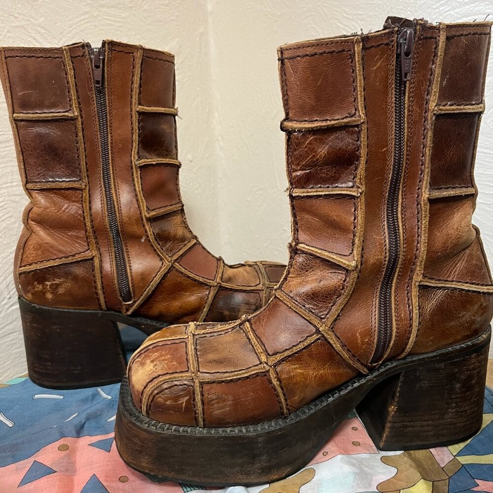 RARE Vintage VTG Destroy Platform Heeled Boots - Picture 4 of 6